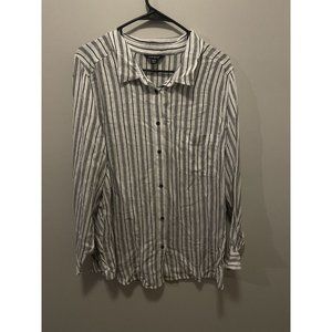 Lucky Brand Button Up Shirt Stripe Cotton Blend Button Back Tail size 1X